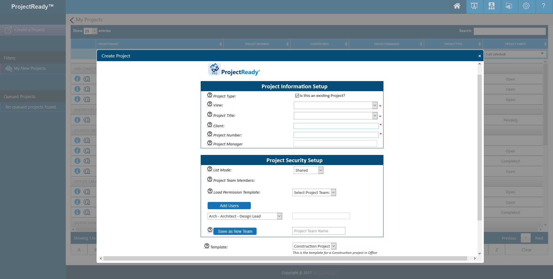 ProjectReady-Central-Screenshot-Create Project ProjectReady-Central-Screenshot-Create Project